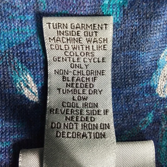 Catherines floral blue women's long sleeved beaded top 3X - Picture 4 of 9